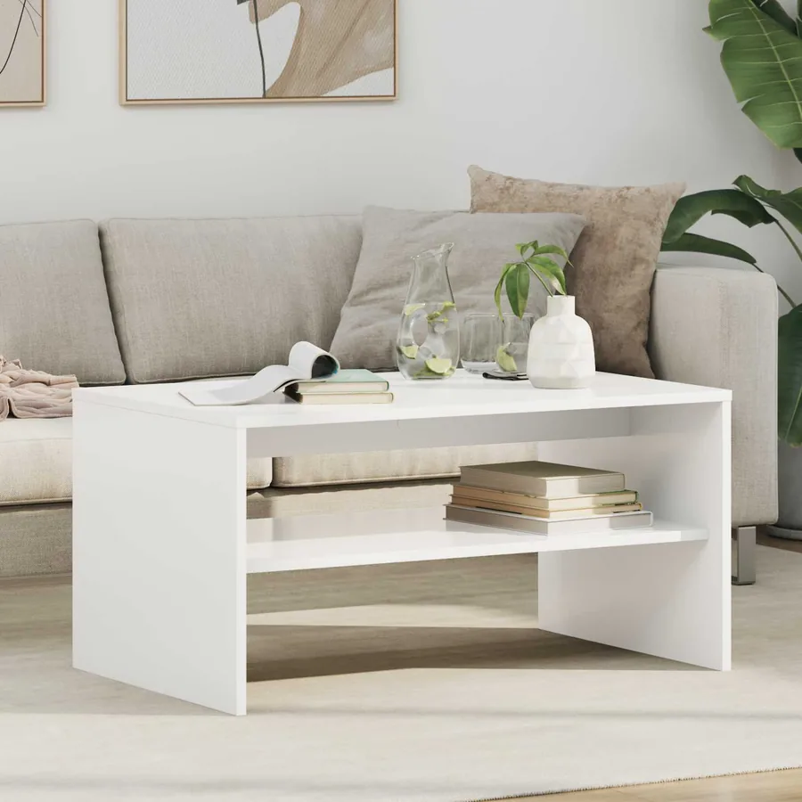 Table basse Blanc 80 x 50 x 40 cm Bois d'ingénierie