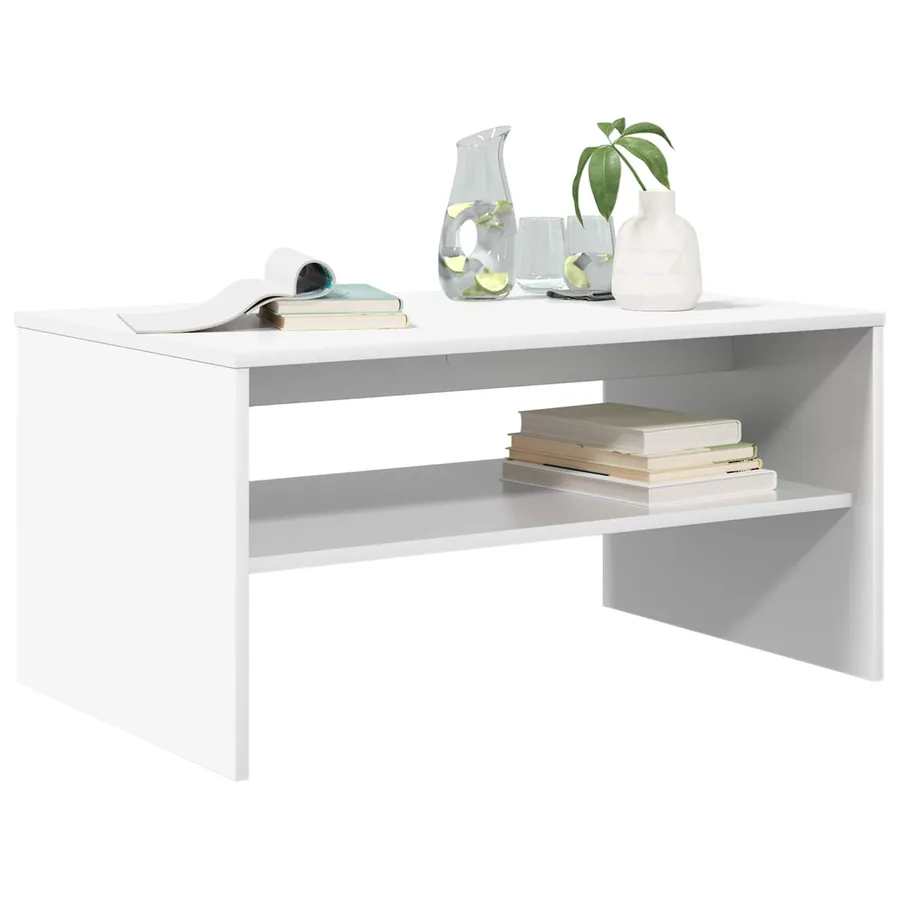 Table basse Blanc 80 x 50 x 40 cm Bois d'ingénierie - 3