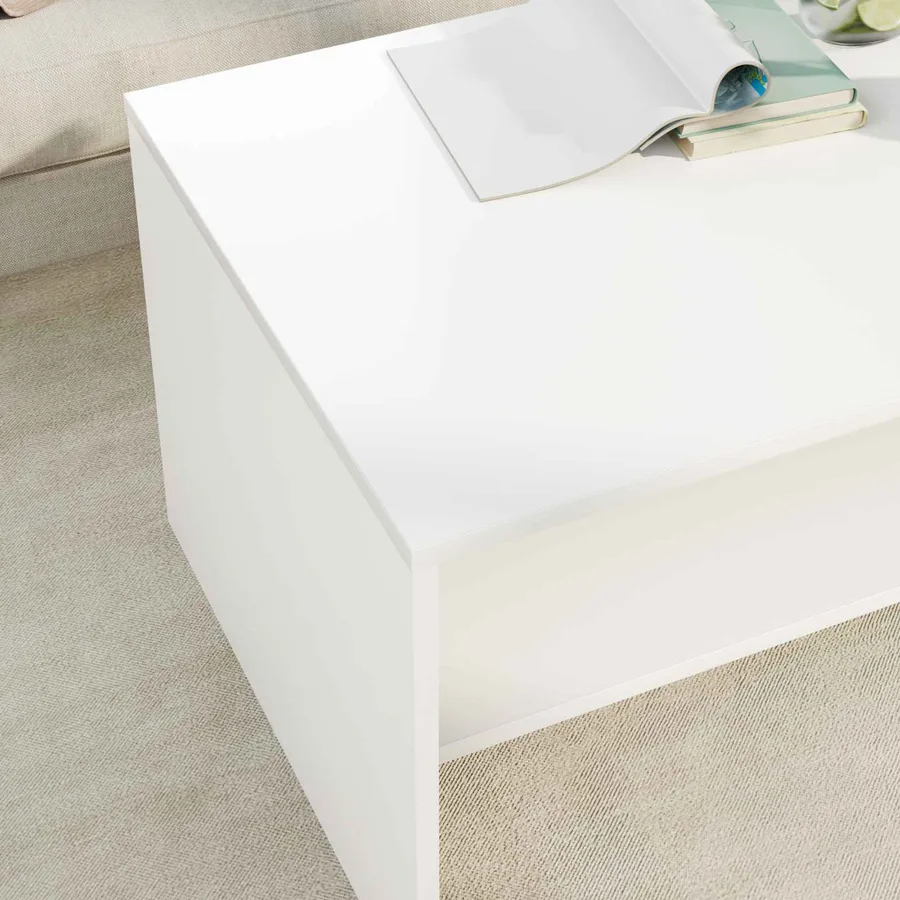 Table basse Blanc 80 x 50 x 40 cm Bois d'ingénierie - 4