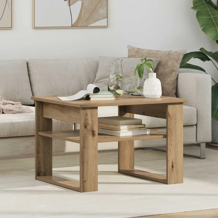 Table basse Chêne artisanal 64 x 54 x 44 cm Bois d'ingénierie