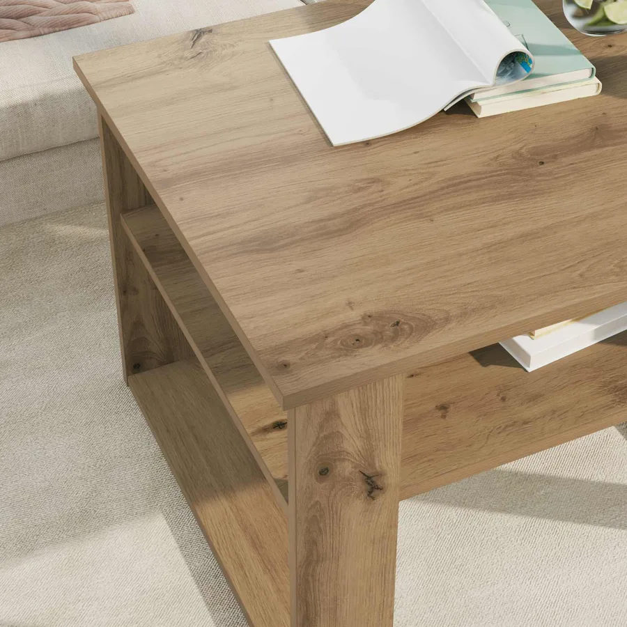 Table basse Chêne artisanal 64 x 54 x 44 cm Bois d'ingénierie - 4