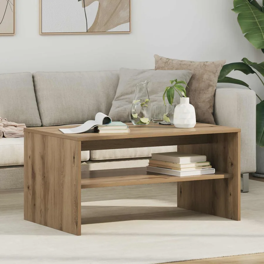 Table basse Chêne artisanal 80 x 50 x 40 cm Bois d'ingénierie