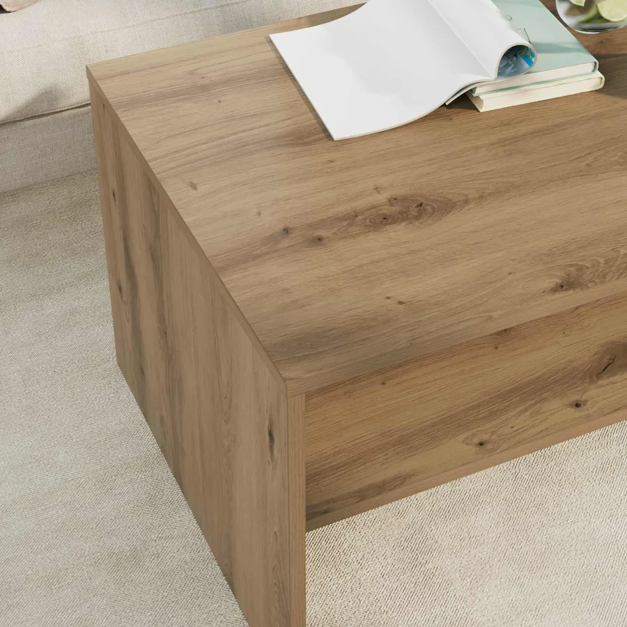 Table basse Chêne artisanal 80 x 50 x 40 cm Bois d'ingénierie - 4