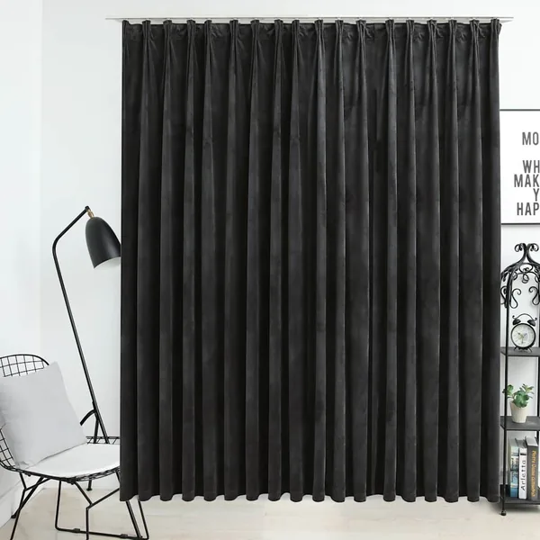 Rideau occultant avec crochets Velours Anthracite 290x245 cm