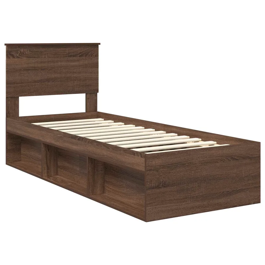 Cadre de lit avec tête de lit Chêne brun 75 x 190 cm Pin massif - 4