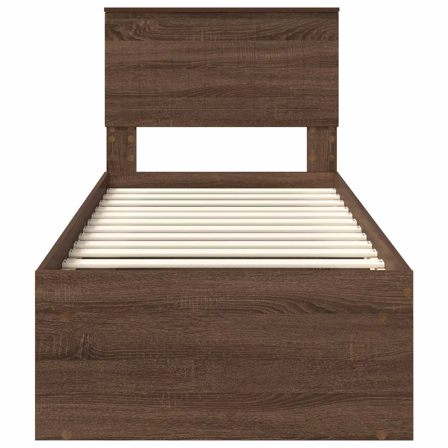 Cadre de lit avec tête de lit Chêne brun 75 x 190 cm Pin massif - 7