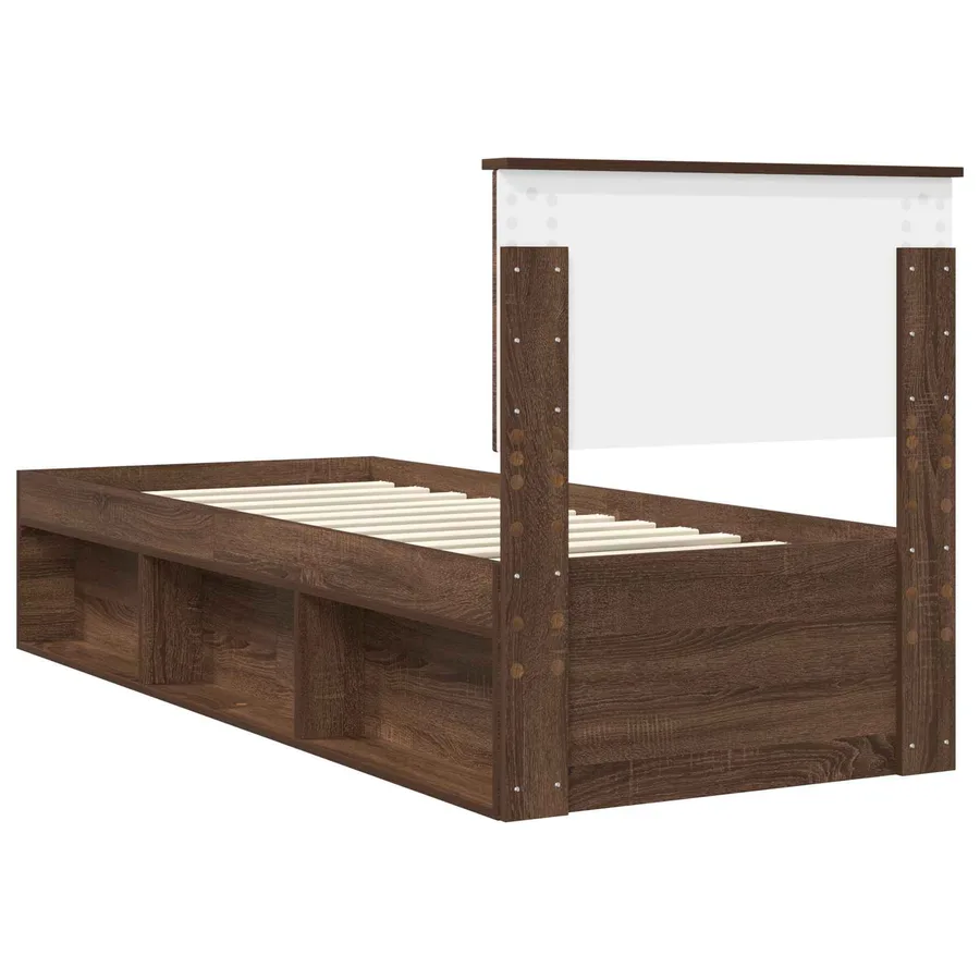 Cadre de lit avec tête de lit Chêne brun 75 x 190 cm Pin massif - 9