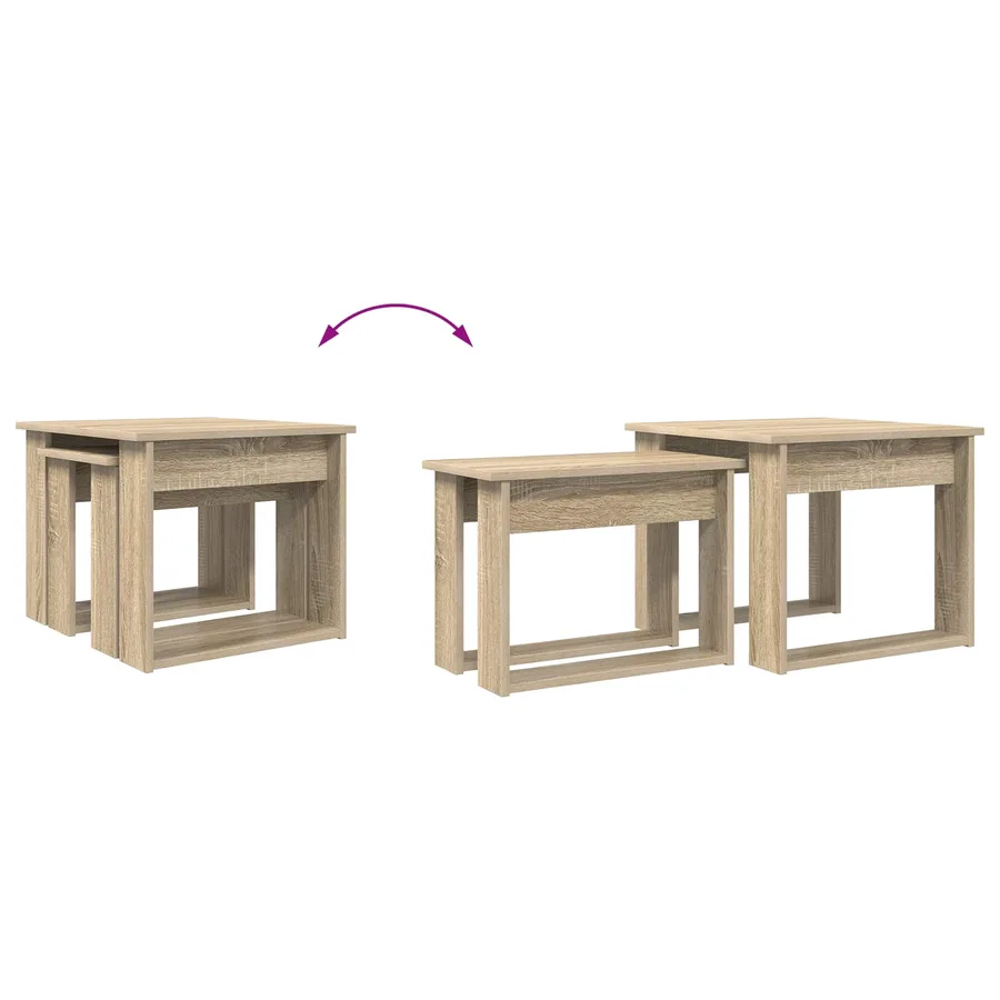 Ensemble de tables basses 2 pcs Chêne Sonoma Bois d'ingénierie - 12