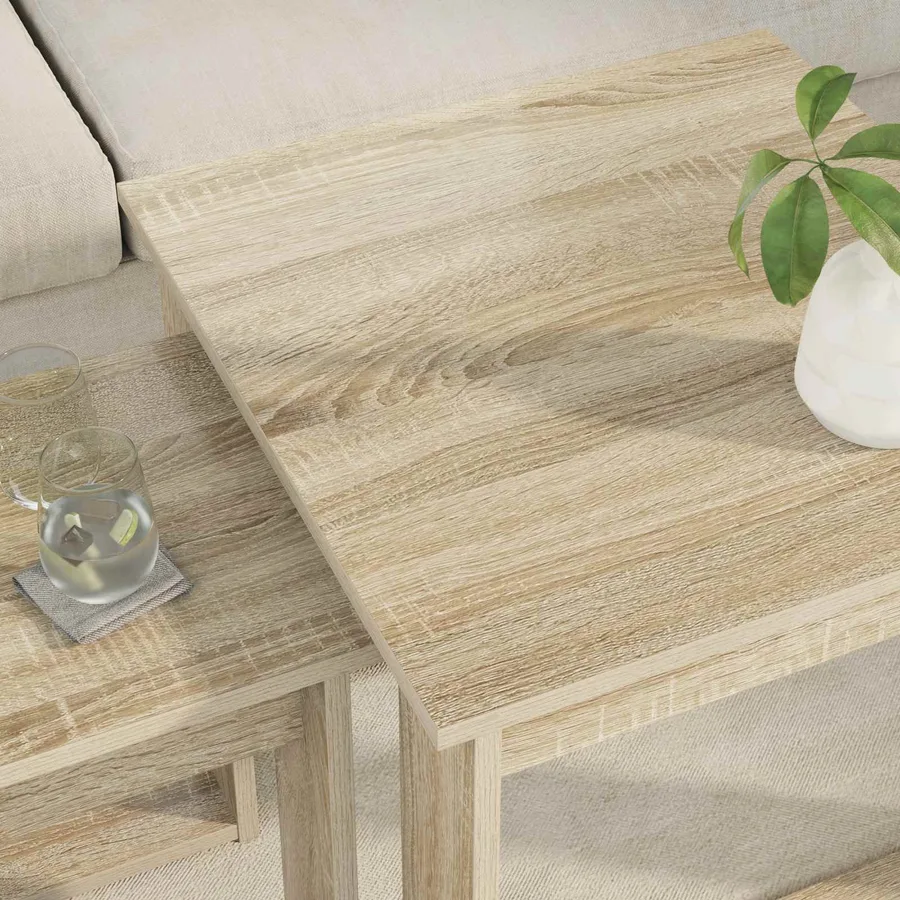 Ensemble de tables basses 2 pcs Chêne Sonoma Bois d'ingénierie - 4