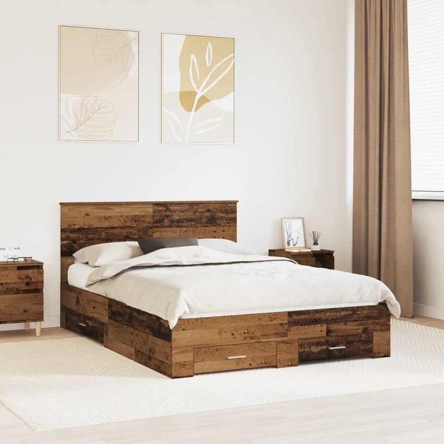Cadre de lit Bois ancien 135 x 190 cm Bois d'ingénierie