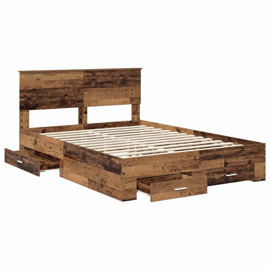 Cadre de lit Bois ancien 135 x 190 cm Bois d'ingénierie - 5