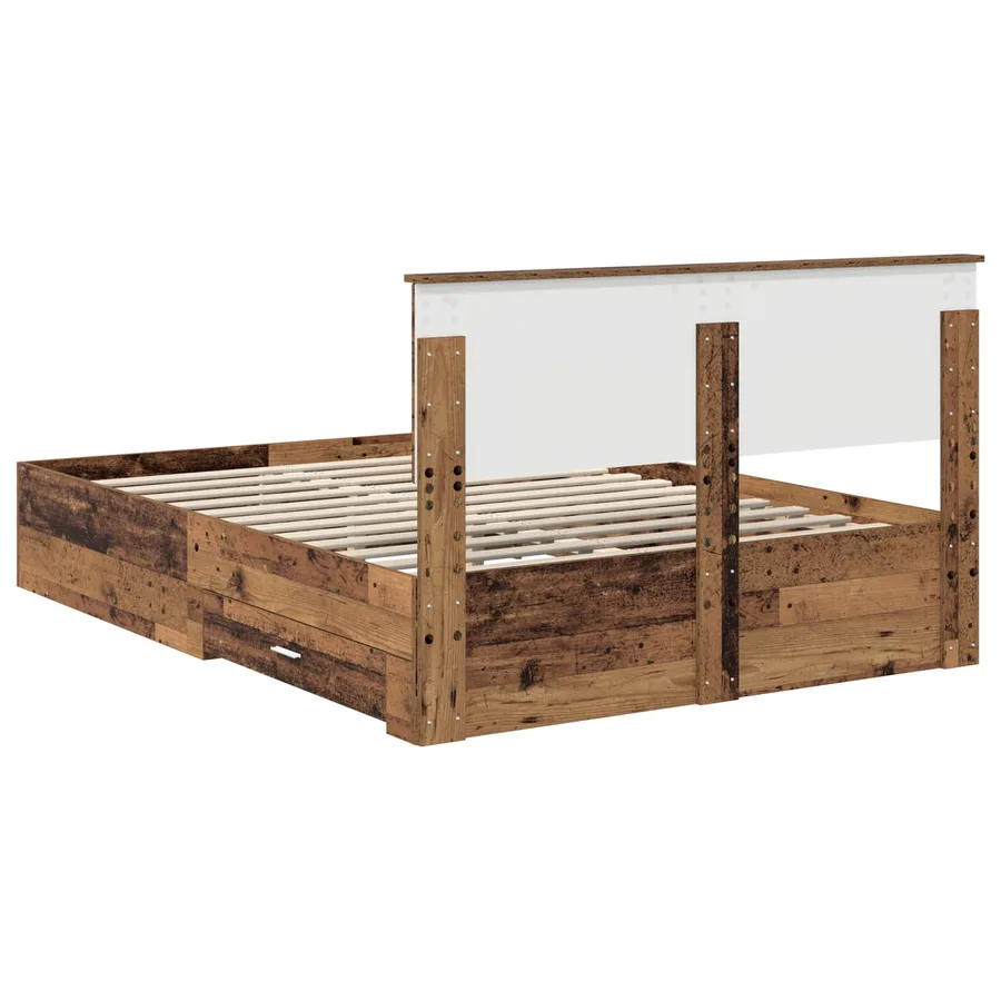 Cadre de lit Bois ancien 135 x 190 cm Bois d'ingénierie - 8