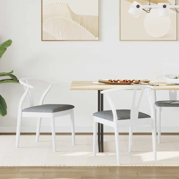 Chaise de salle à manger 2 pcs Blanc et Gris