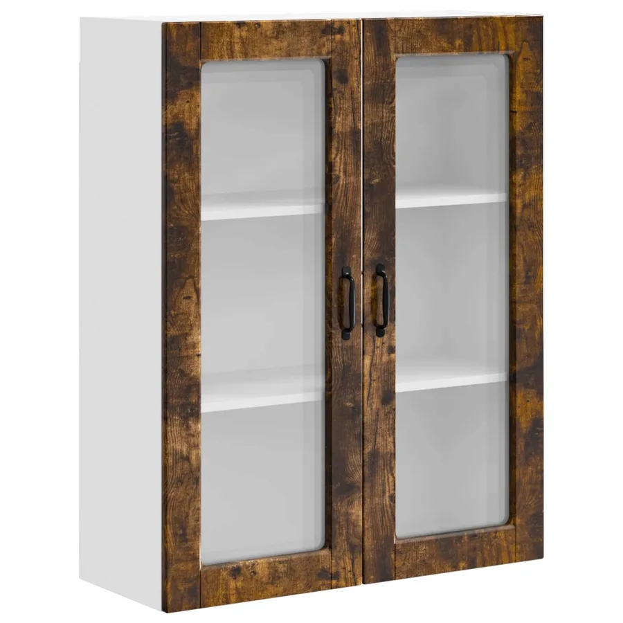 Cabinet en verre mural PORTO Chêne fumé 80 x 31 x 100 cm - 2