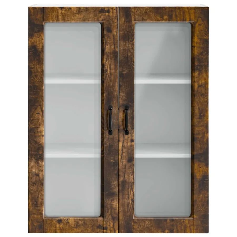 Cabinet en verre mural PORTO Chêne fumé 80 x 31 x 100 cm - 6