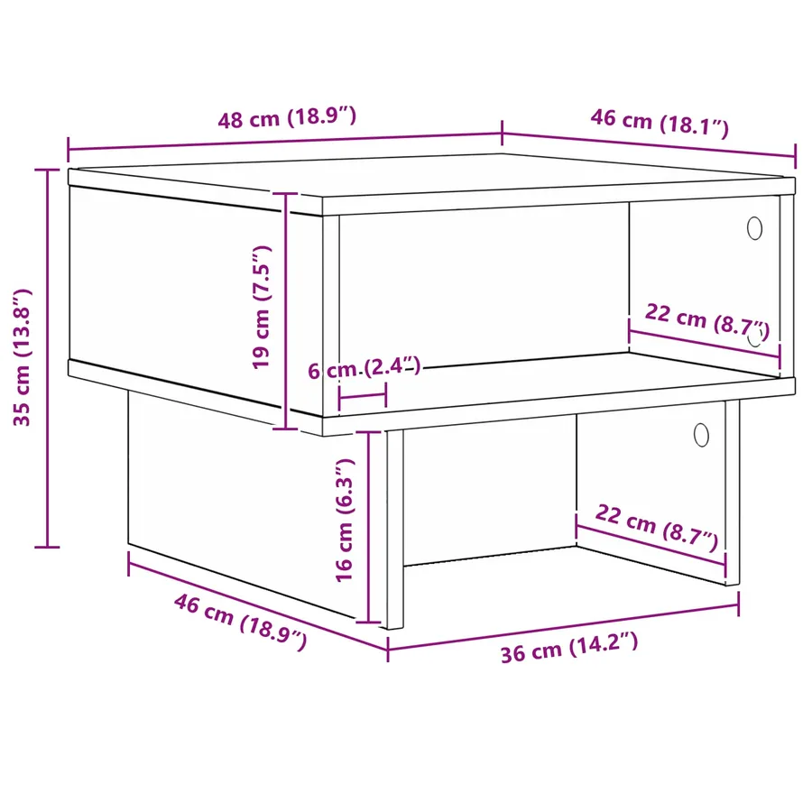 Table basse Chêne noir 48 x 46 x 35 cm Bois d'ingénierie - 8