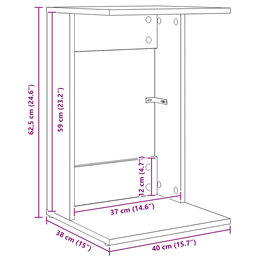 Table d'appoint Chêne artisanal 40 x 38 x 62,5 cm - 13