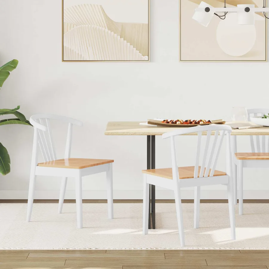 Chaise de salle à manger 2 pcs blanc et naturel