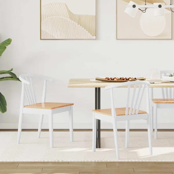 Chaise de salle à manger 2 pcs blanc et naturel