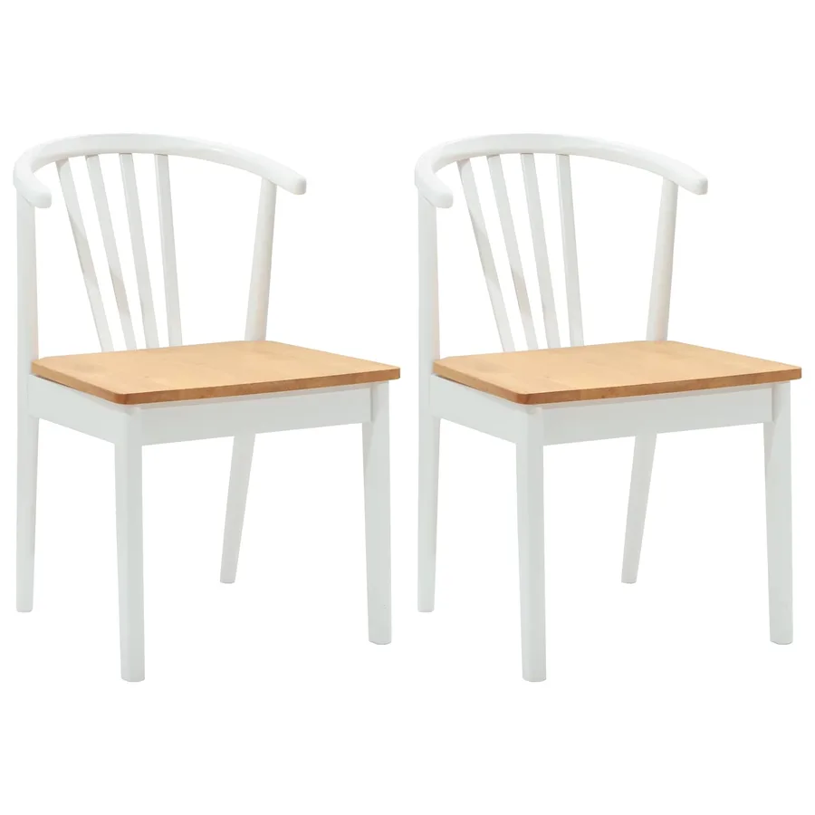 Chaise de salle à manger 2 pcs blanc et naturel - 2