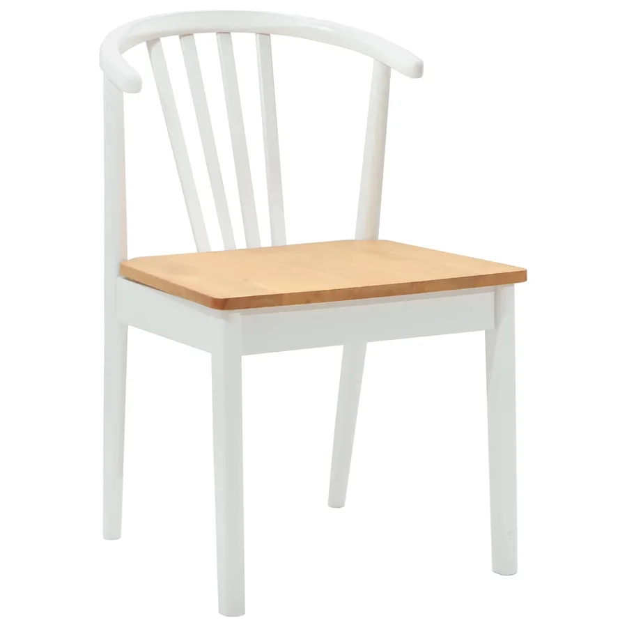 Chaise de salle à manger 2 pcs blanc et naturel - 4