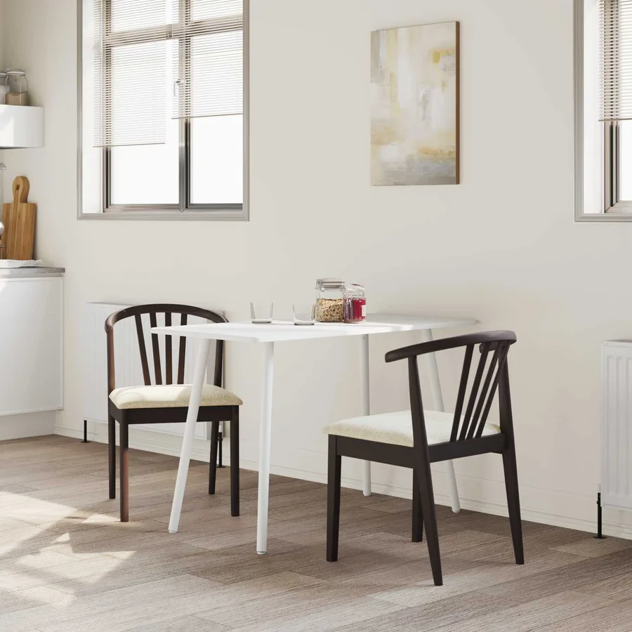 Chaise de salle à manger 2 pcs Marron clair et clair - 3