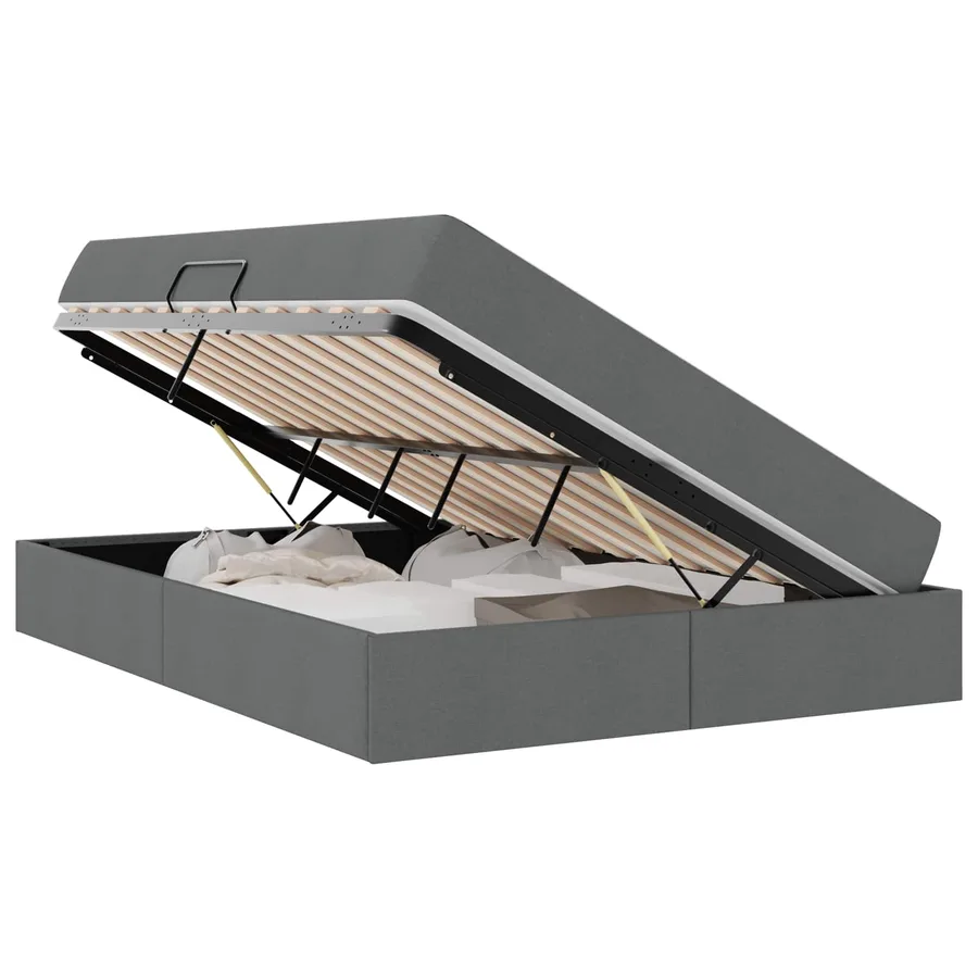 Lit avec rangement et matelas Gris foncé 140 x 190 cm Polyester - 2