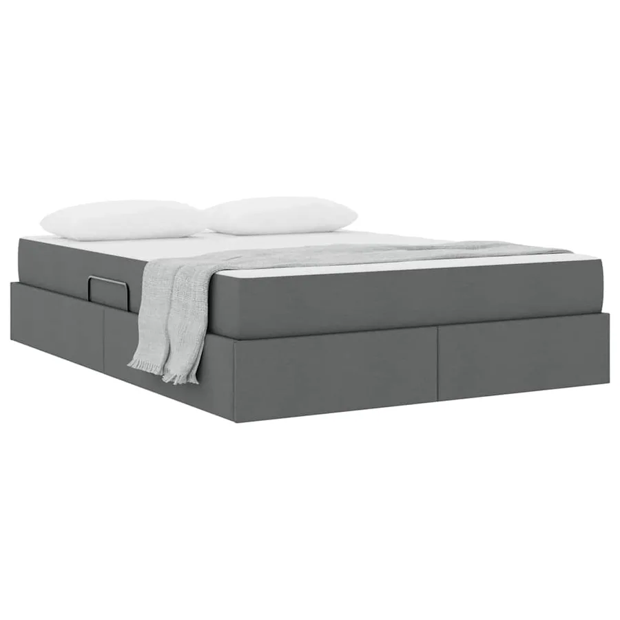 Lit avec rangement et matelas Gris foncé 140 x 190 cm Polyester - 3