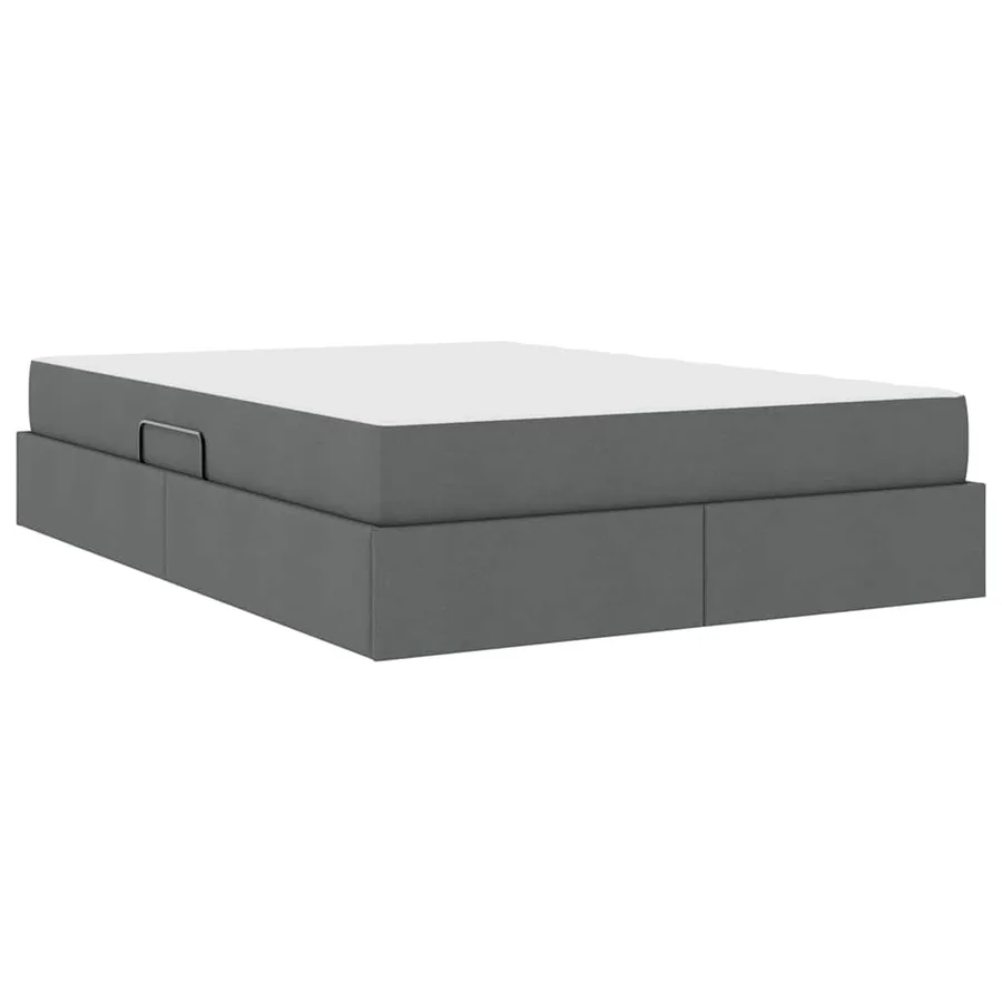 Lit avec rangement et matelas Gris foncé 140 x 190 cm Polyester - 8
