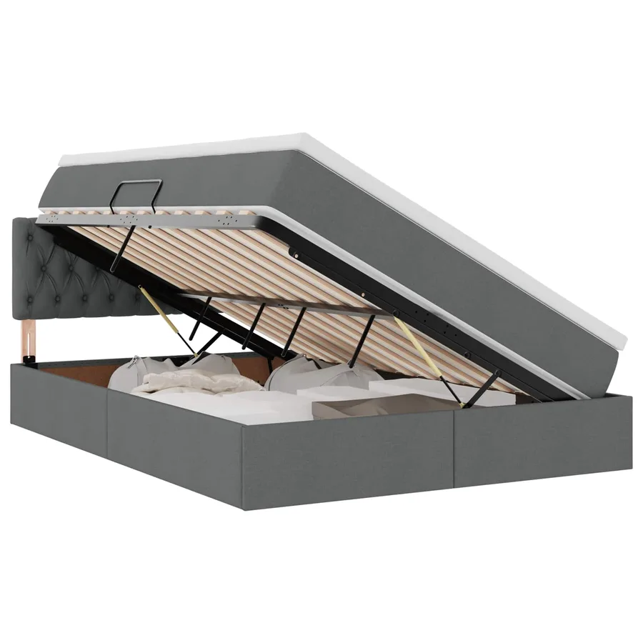 Lit avec rangement et matelas Gris foncé 140 x 190 cm - 2