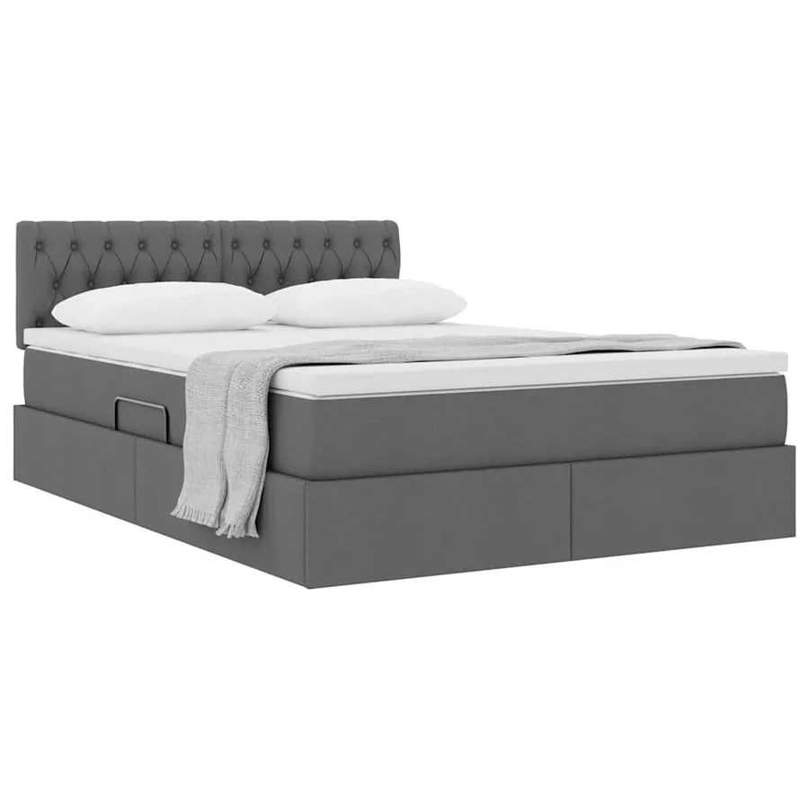 Lit avec rangement et matelas Gris foncé 140 x 190 cm - 3