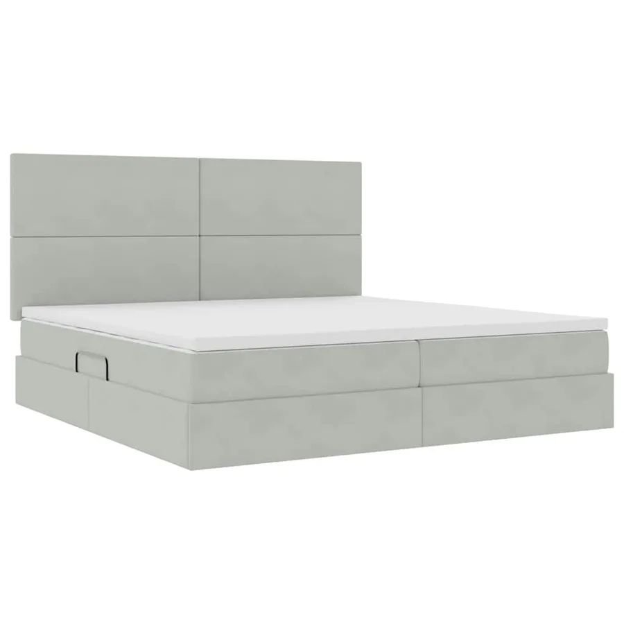 Lit de rangement LED avec matelas Gris clair 200 x 200 cm - 6