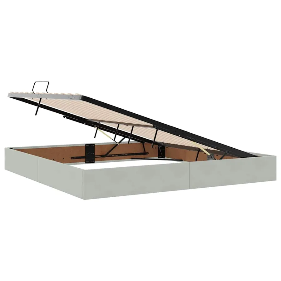 Lit de Rangement Gris clair 200 x 200 cm Velours - 6