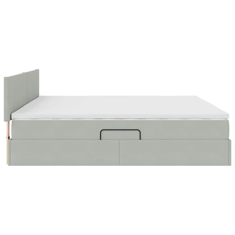 Lit de Rangement Gris clair 200 x 200 cm Velours - 8