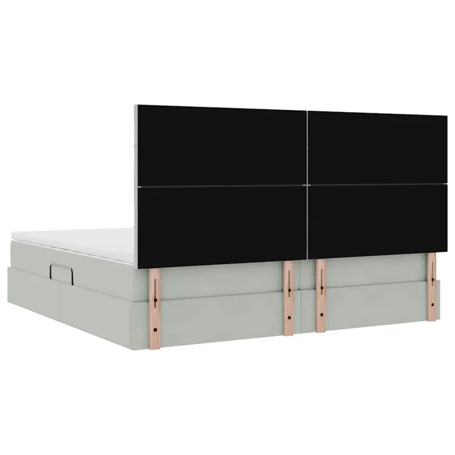 Lit avec rangement et matelas Gris clair 200 x 200 cm Velours - 11