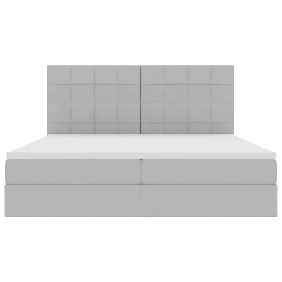Lit avec rangement et matelas Gris clair 200 x 200 cm Velours - 7