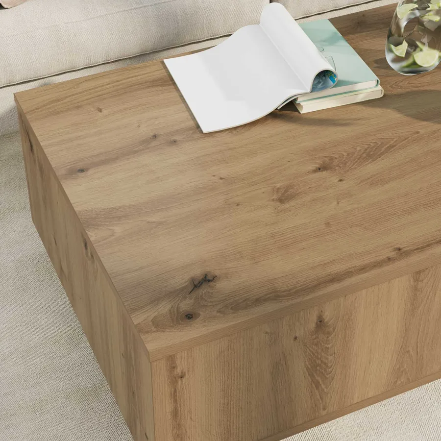 Table basse Chêne artisanal 95 x 55 x 31 cm Bois d'ingénierie - 4