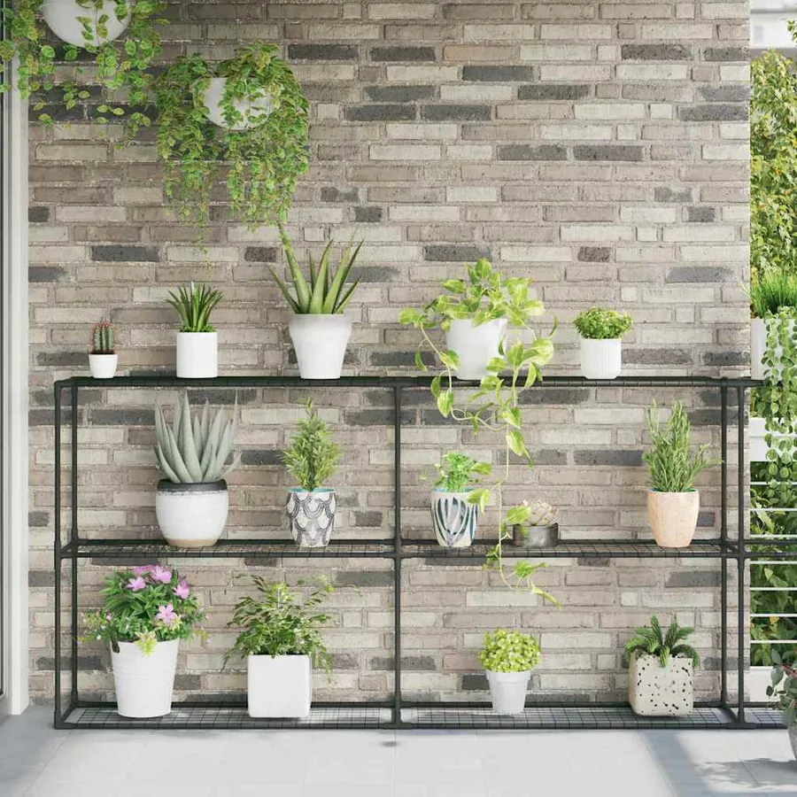 Support de plantes à 3 niveaux Noir 400 x 32 x 104 cm Acier - 4