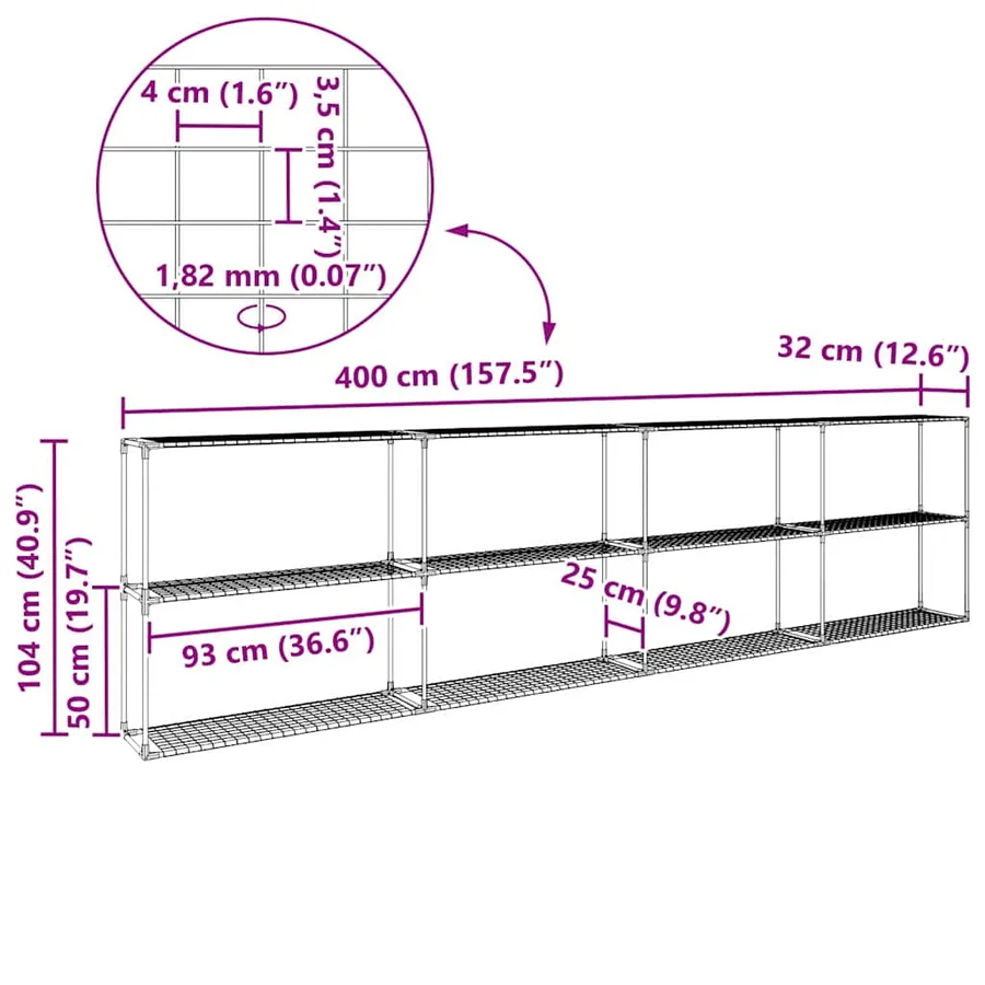 Support de plantes à 3 niveaux Noir 400 x 32 x 104 cm Acier - 9