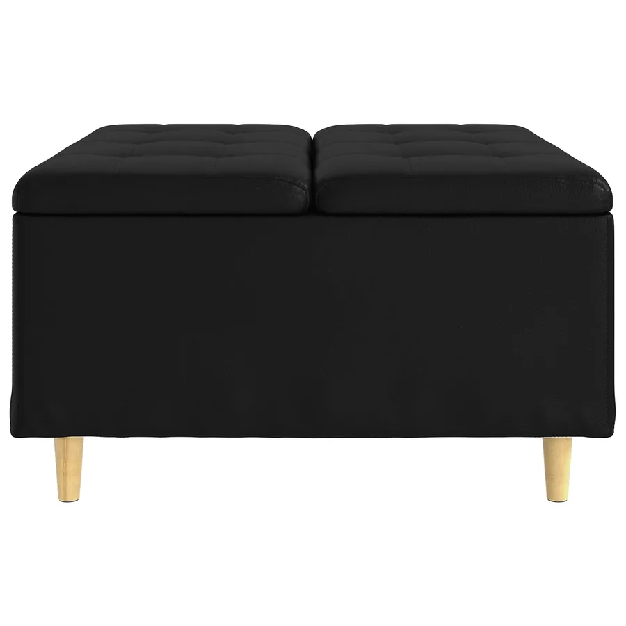 Pouf de rangement avec coussin Noir 80 x 80 x 45 cm Simili cuir - 5