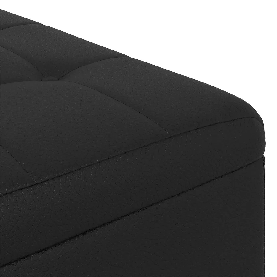 Pouf de rangement avec coussin Noir 80 x 80 x 45 cm Simili cuir - 7
