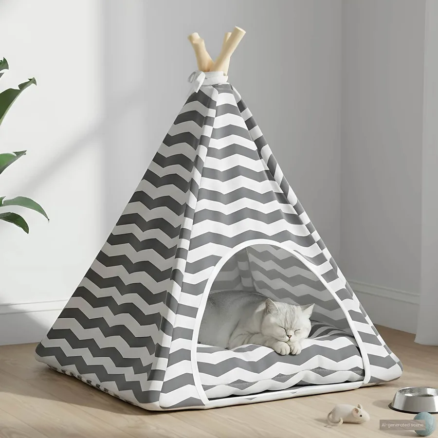 Teepee pour animaux de compagnie avec coussin 50 x 50 x 60 cm