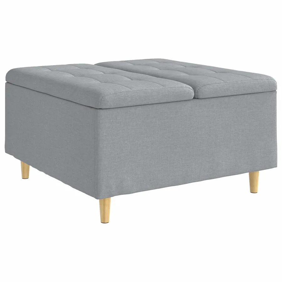 Pouf de rangement avec coussin Gris clair 80 x 80 x 45 cm tissu - 2