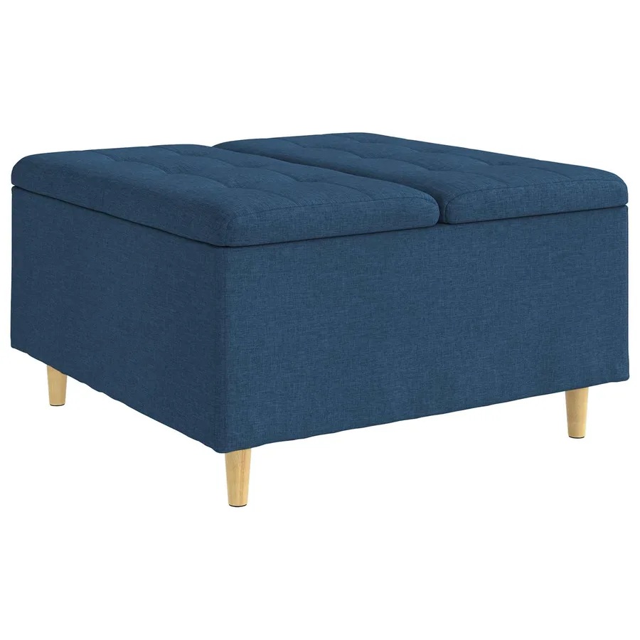 Pouf de rangement avec coussin Bleu 80 x 80 x 45 cm tissu - 2
