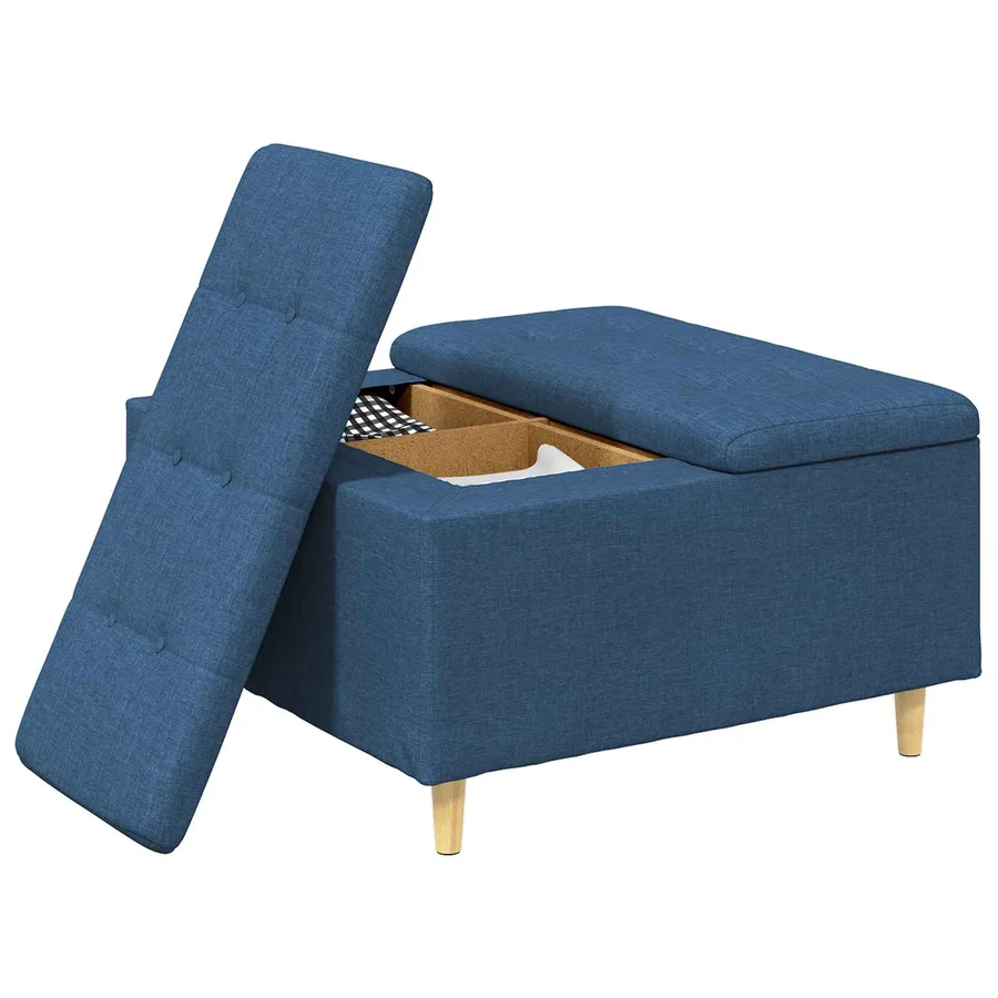 Pouf de rangement avec coussin Bleu 80 x 80 x 45 cm tissu - 3