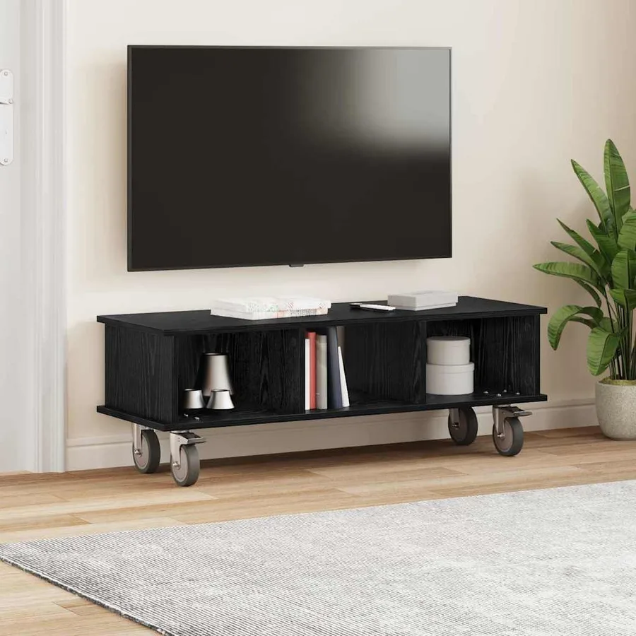 Meuble TV Chêne noir 100 x 35 x 35 cm Bois d'ingénierie - 4
