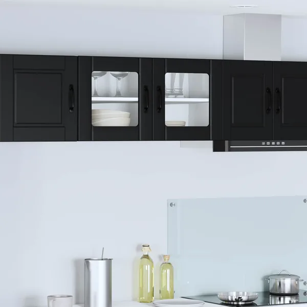 Cabinet de Verre Mural PORTO Noir 80 x 31 x 40 cm