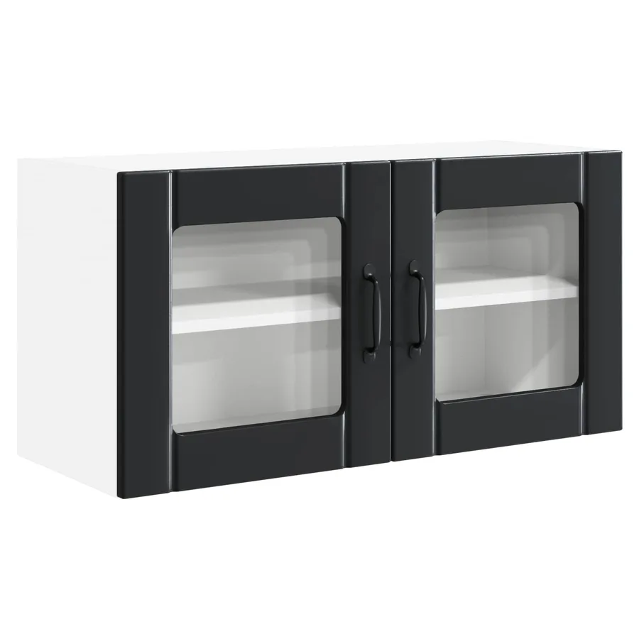 Cabinet de Verre Mural PORTO Noir 80 x 31 x 40 cm - 2