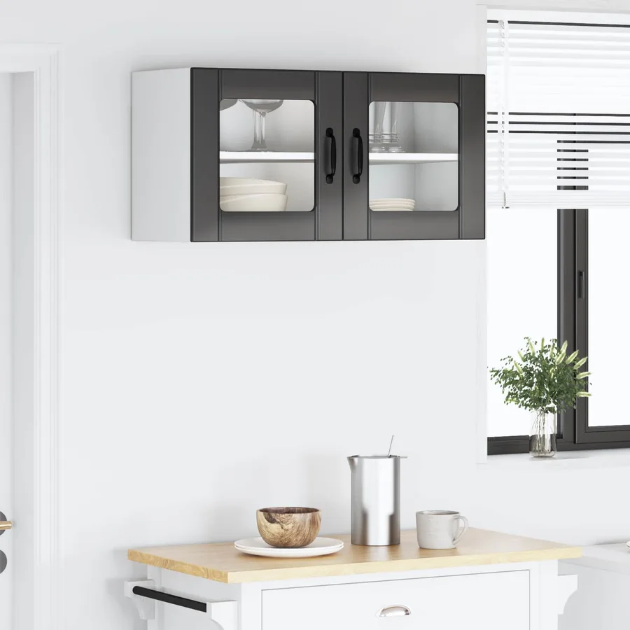 Cabinet de Verre Mural PORTO Noir 80 x 31 x 40 cm - 4