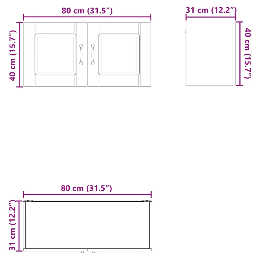 Meuble mural PORTO Blanc brillant 80 x 31 x 40 cm - 12
